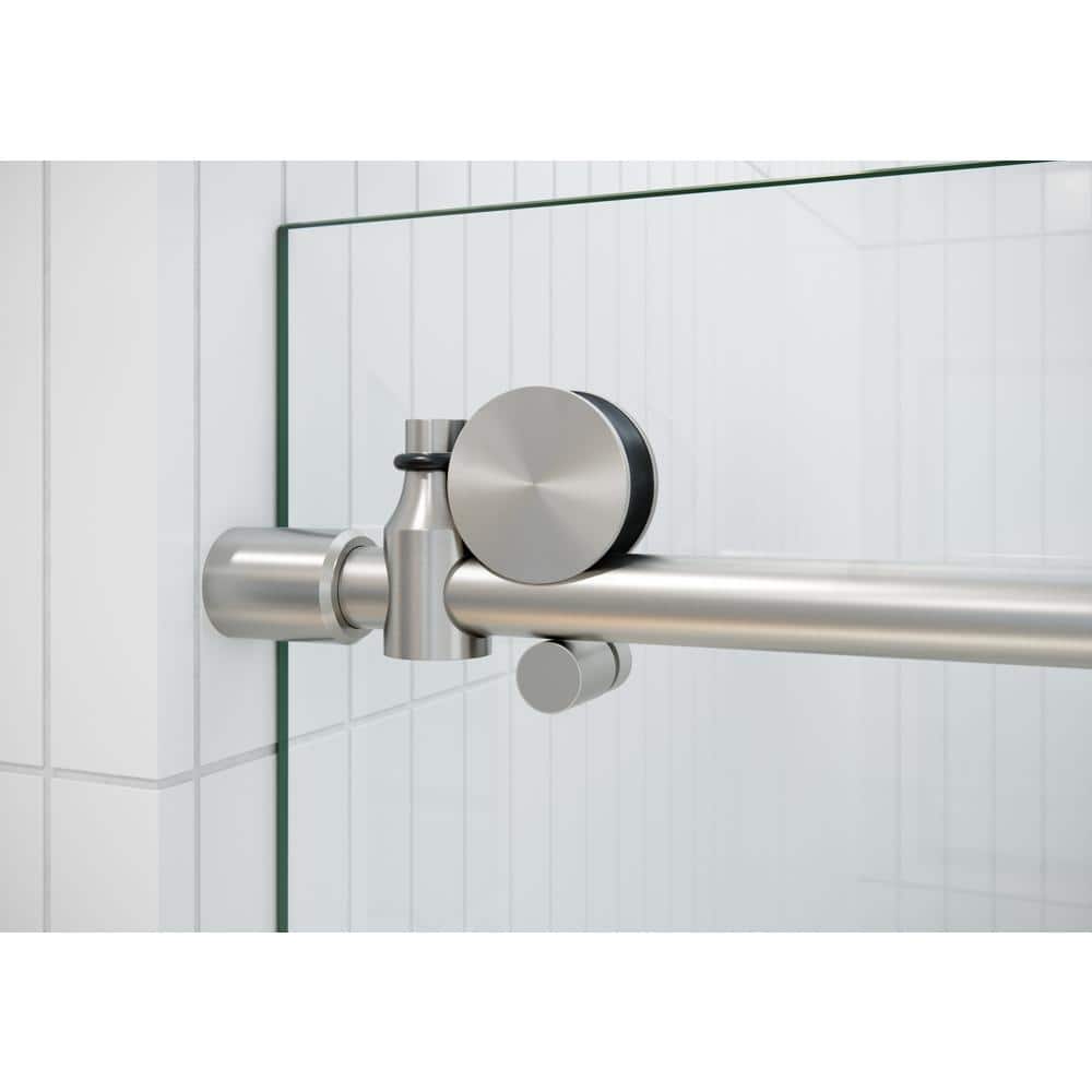 Eclipse 60-64" Brushed Nickel Frameless Sliding Shower Door with Clear Glass