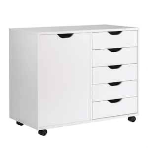 5-Drawers White Wood Freestanding Accent Cabinet
