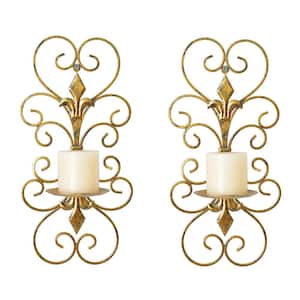 Set of 2 Wall Sconces Candle Holders Metal Wall Decoration Hanging Wall Mounted Candle Sconces