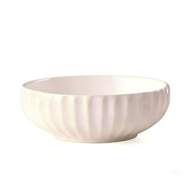 1 Piece Large Ceramic Fruit Bowl for Kitchen Counter, 10 in. White Fruit and Vegetable Bowl, Decorative Serving Bowl