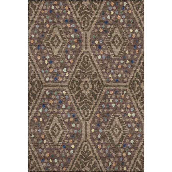 Mayfield Premium Machine Washable Abstract AMF2457 Brown 5 ft. x 7 ft. 6 in. Area Rug