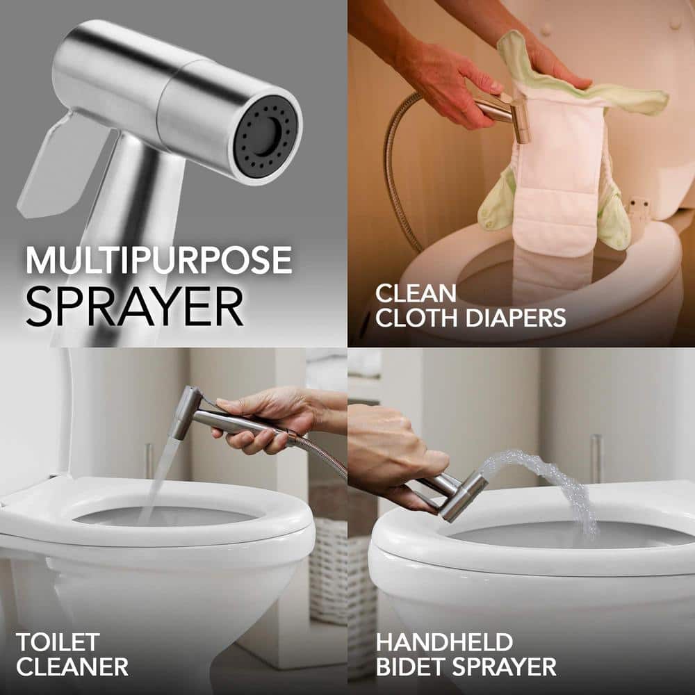 Brushed Nickel Stainless Steel Handheld Bidet Faucet with Hose