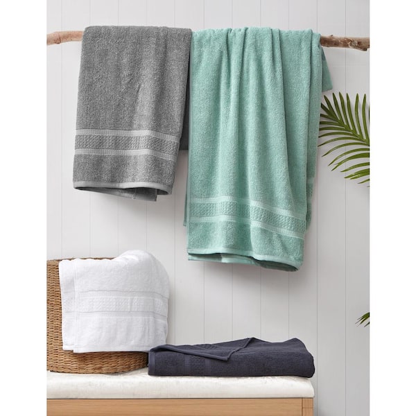 Nautica - 6 Piece Bath Towels, Absorbent & Fade Resistant Cotton Towel Set,  Fashionable Bathroom Decor (Oceane Grey, 6 Piece)