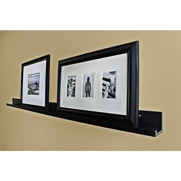 inPlace - 60 in. W x 4.5 in. D x 3.5 in. H Black MDF Large Picture Ledge Floating Wall Shelf