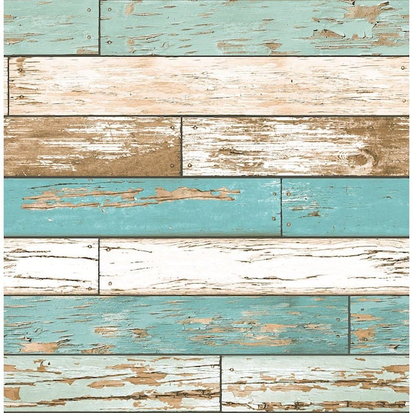 Brewster Levi Turquoise Scrap Wood Paper Strippable Roll Wallpaper (Covers 56.4 sq. ft.)