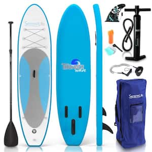 Wide Non-Slip 120 in. Marine Blue PVC Inflatable Paddleboard with Accessories