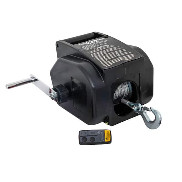 Reversible Electric Boat Winch w/Remote-12VDC, Synthetic Line, 6000 lb. Roll/5000 lb. Marine/2000 lb. Pull Capacity