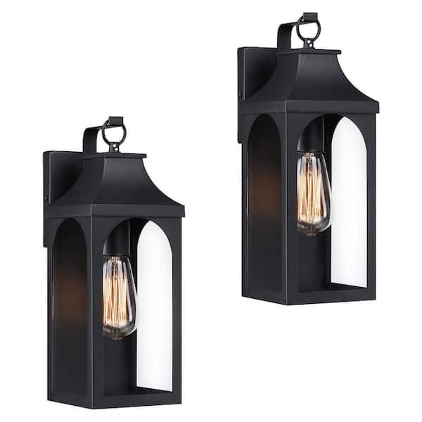 YKLITG 13.63 in. 1-Light Matte Black Outdoor Wall Lantern Sconces