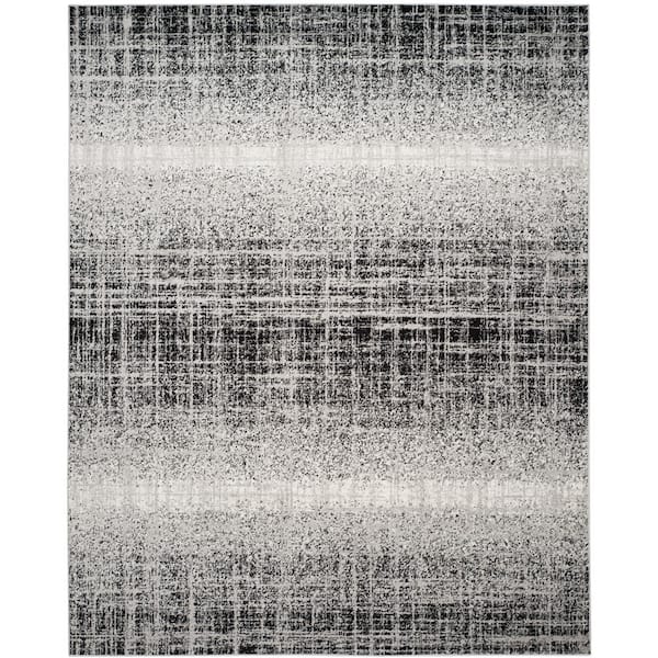 Adirondack Silver/Black 8 ft. x 10 ft. Solid Gradient Area Rug