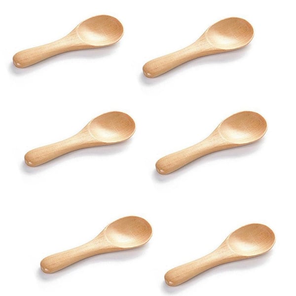 1-Piece Flatware Specialty 6 Pieces Small Wooden Spoons 3.9 in. for Spices Sauces Salt Sugar Honey Pepper Tea Coffee Ice