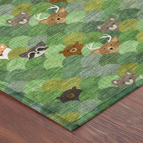 Chantille Machine Washable Indoor/Outdoor Abstract ACN2582 Green 9 ft. x 12 ft. Area Rug