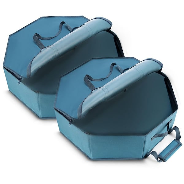 36 in. Blue Non-Woven Fabric Wreath Storage Container 2-Pack