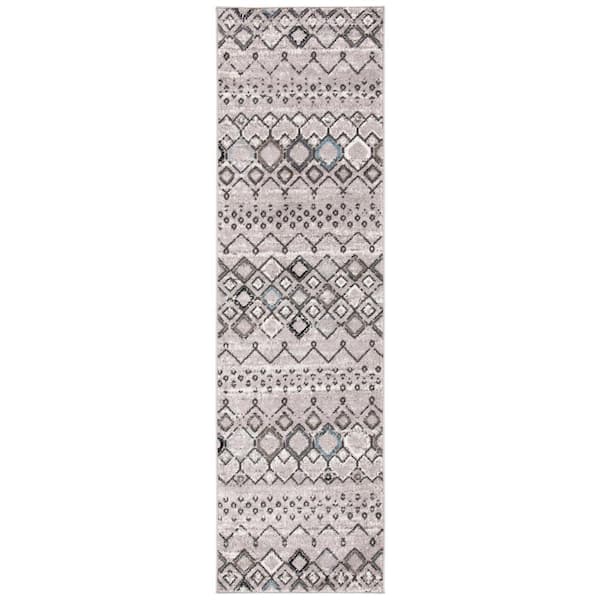 SAFAVIEH Amsterdam Light Gray/Brown 2 ft. x 20 ft. Multi-Diamonds Chevron Runner Rug