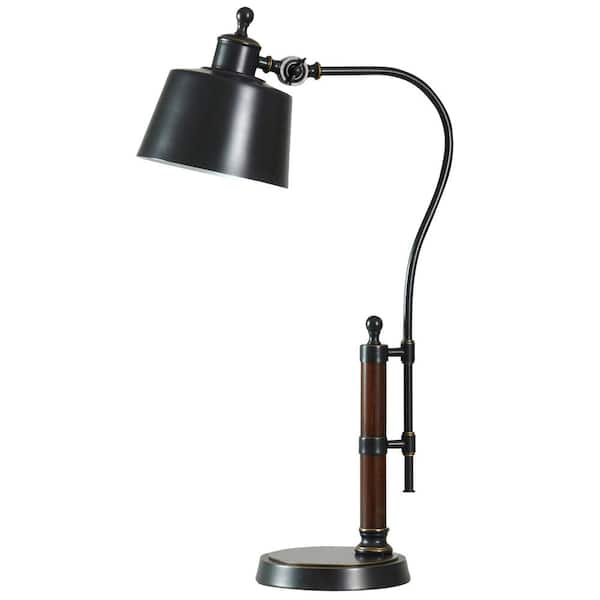 Stylecraft 27 In Russet Bronze Table, Industrial Bronze Iron Table Lamp With Beige Hardback Shade