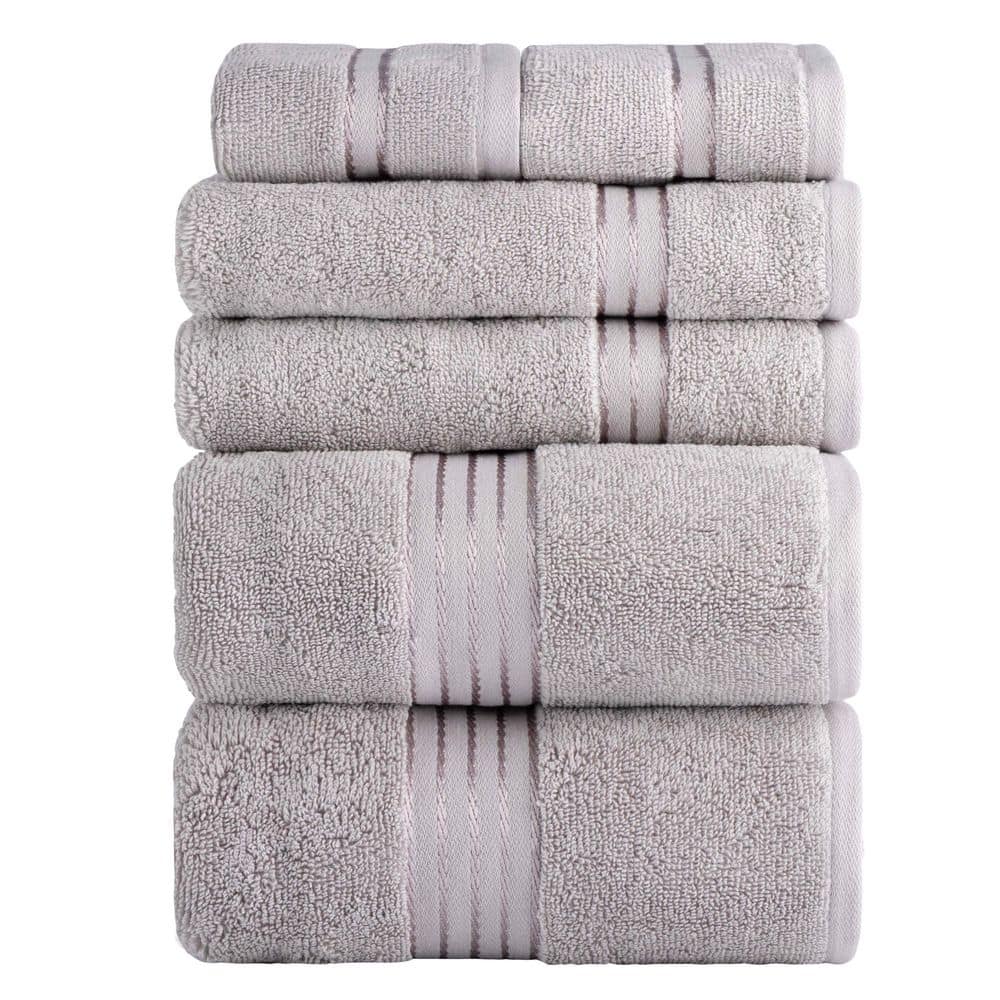 6-Piece Silver Solid 100% Cotton Bath Towel Set with Satin Stripes price history on PriceWatchPro