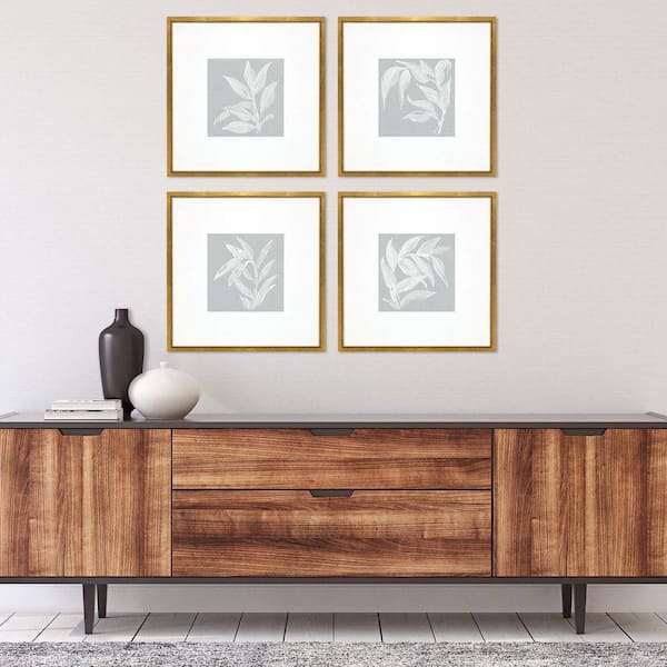 Echinacea / Leaf Study by Paschke 4 Piece Framed Giclee Nature Art Print 20 in. x 20 in.