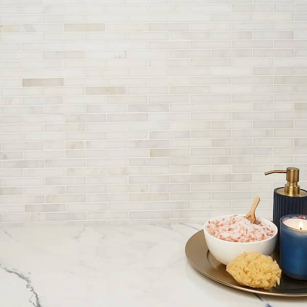 Ivy Hill Tile White Jade 4 in. x 0.39 in. Brick Joint Polished
