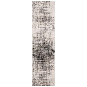Adirondack Silver/Black 3 ft. x 10 ft. Distressed Runner Rug