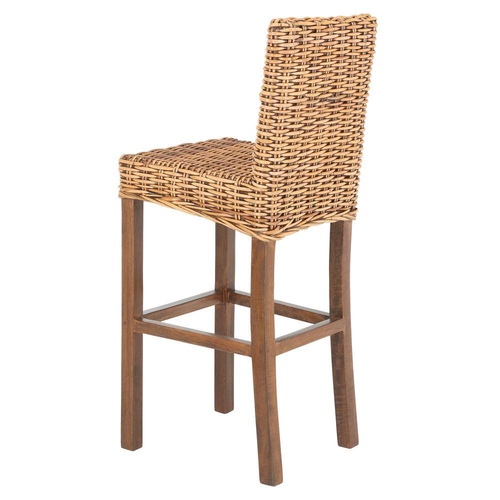 Tobie Honey Brown Wash Rattan Bar Stool with Footrest