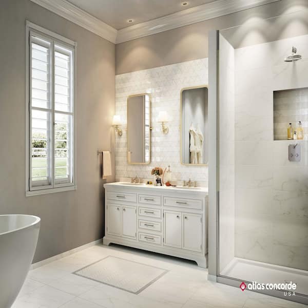 Impero Centennial White Glossy 12 in. x 22 in. Marble Look Ceramic Wall Tile (16.54 sq. ft./Case)