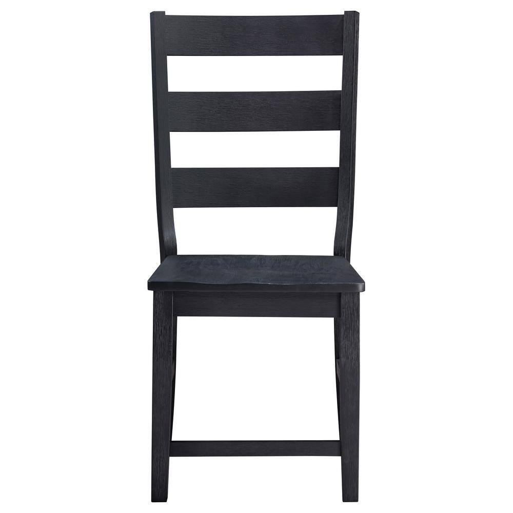 Black High Ladderback Rustic Wood Side Chair Set