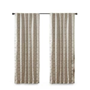 Odessa Gray/Silver Marble Jacquard 50 in. W x 84 in. L Total Blackout Panel Rod Pocket/Back Tab Window Curtain