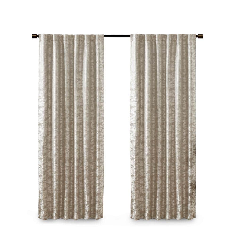Cassius Grey/Silver Jacquard Blackout Curtain Panel 50" W x 108" L