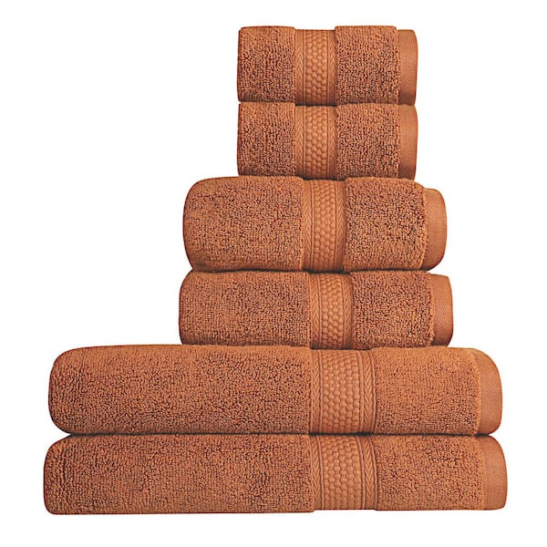 A1 Home Collections A1HC 500 GSM Duet Technology 100% Cotton Ring Spun Burnt Caramel Quick Dry Low Lint Highly Absorbent 6 Piece Towel Set