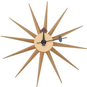 Maxi Natural Wood Analog Wood Non-Ticking Wall Clock