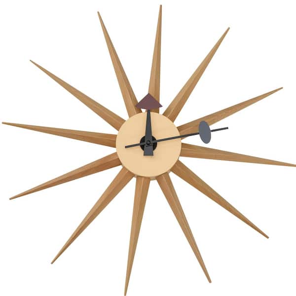 Leisuremod Maxi Natural Wood Analog Wood Non-Ticking Wall Clock