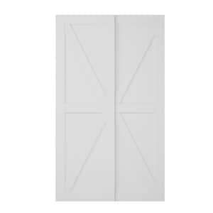 120 in. x 78.58 in. Paneled British K Style White Finished MDF Sliding Door with Hardware Kit