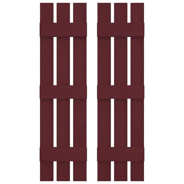 12 in. W x 55 in. H Vinyl Exterior Spaced Board and Batten Shutters Pair in Wineberry