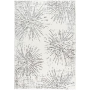 Cloudy Shag Gray Floral and Botanical 8 ft. x 10 ft. Indoor Area Rug