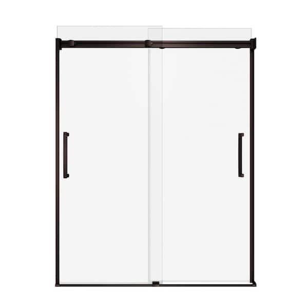 Coronado Acrylx 60 in. x 30 in. Single Threshold Right Drain Shower Kit in White with Bench with Door in Dark Bronze