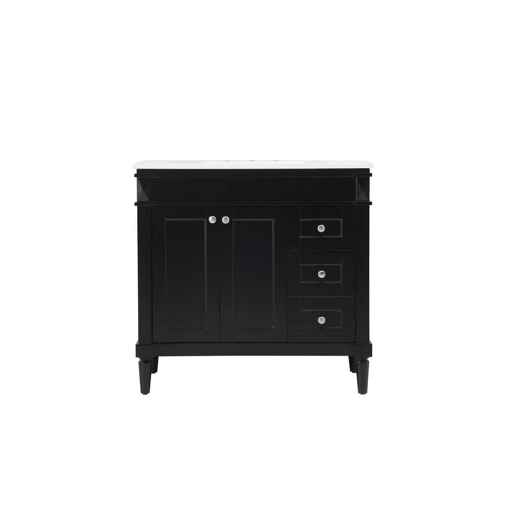 Simply Living 36 in. W x 21 in. D x 35 in. H Bath Vanity in Black with Ivor