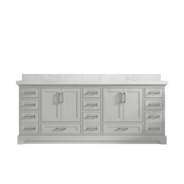 Willow Collections Fenway 84 in. W x 22 in. D x 36 in. H Double Sink Bath Vanity in Elephant Gray with 2" Empira Quartz Top