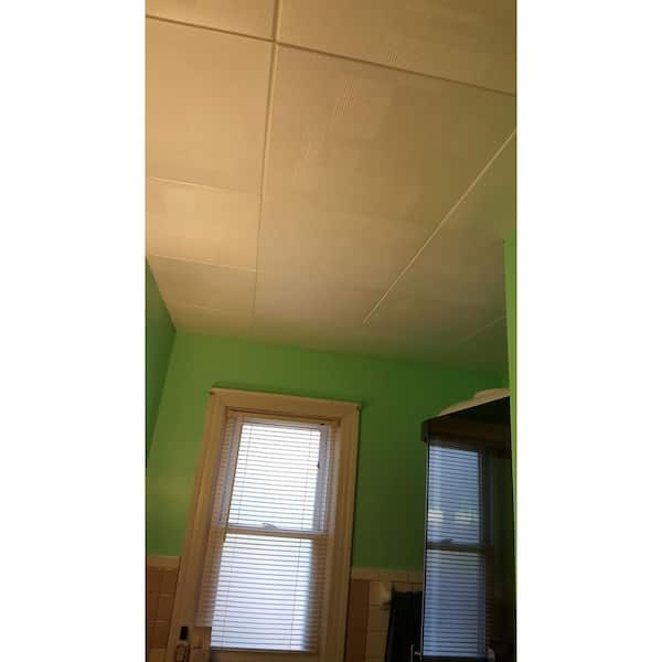 A La Maison Ceilings Bead Board 1.6 ft. x 1.6 ft. Glue Up Foam Ceiling Tile  in Plain White (21.6 sq. ft./case) R104pw-8 - The Home Depot