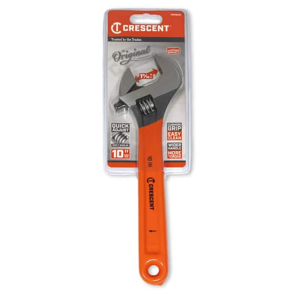 Crescent Adjustable Wrench, 10, Black, Cushion Grip, Carded