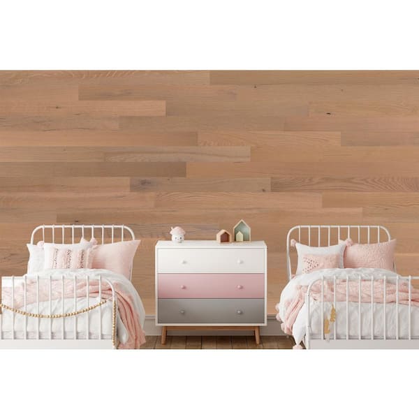 Timberchic 1/8 in. x 3 in. x 12 in. - 42 in. Blush Oak Peel and Stick Wooden Decorative Wall Paneling (10 sq. ft./Box)