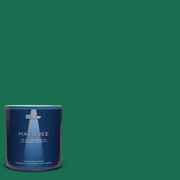 BEHR MARQUEE 1 qt. #S-H-470 Precious Emerald Satin Enamel Interior Paint & Primer