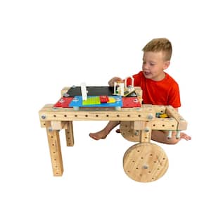 Woodmobiel Starter Set- Modular Construction Toy with 18 Wood Pieces, 2 Wheels, Real Nuts and Bolts