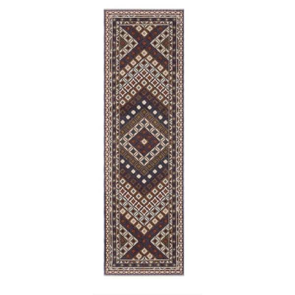 2 ft. x 8 ft. Blue Solid Color Washable Area Rug