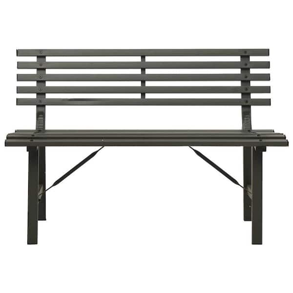 Movisa 43.3 in. Metal Outdoor Bench, Black Y-MVDOXZSP2 - The Home Depot