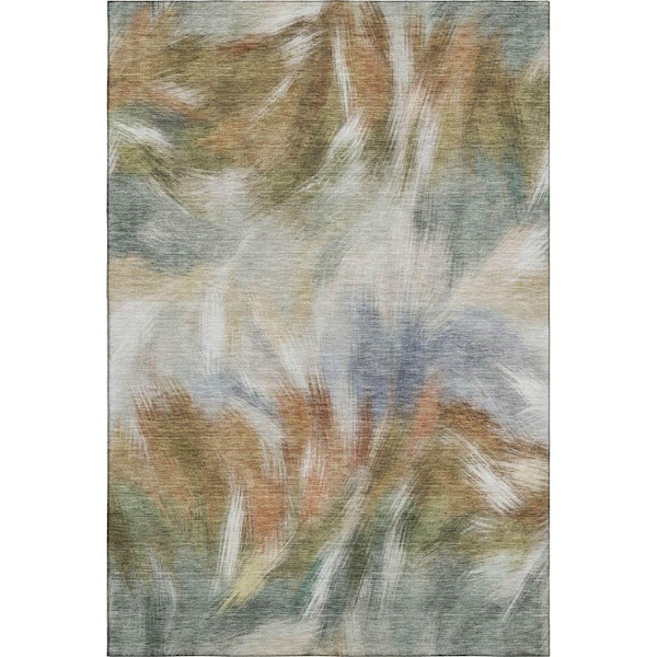 Mayfield Premium Machine Washable Abstract AMF2096 Beige 8 ft. x 10 ft. Area Rug