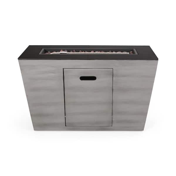 Noble House Langton 20.10 in. x 24 in. Rectangular Concrete Propane Outdoor Patio Fire Pit in Dark Grey