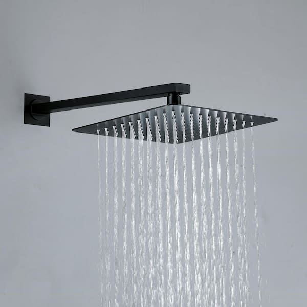 2-Spray Wall Mount Dual Handle Thermostatic Showerhead Faucet with Handheld Shower 1.59 GPM in Matte Black
