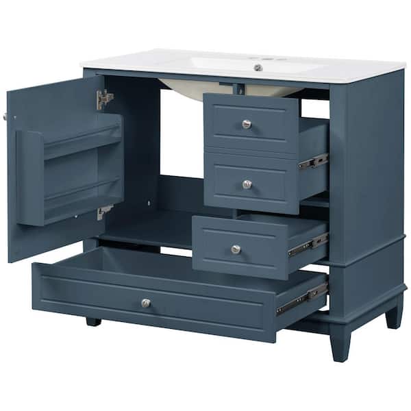 Ziyudura 36 in. Single Sink Freestanding Blue Bath Vanity with