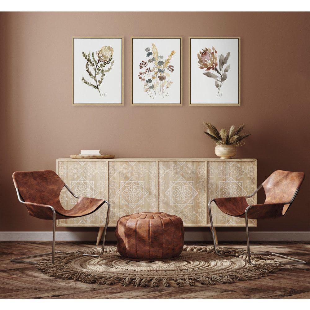 Natural Botanical Wildflower Canvas Art Set, 18x24, 3 Piece