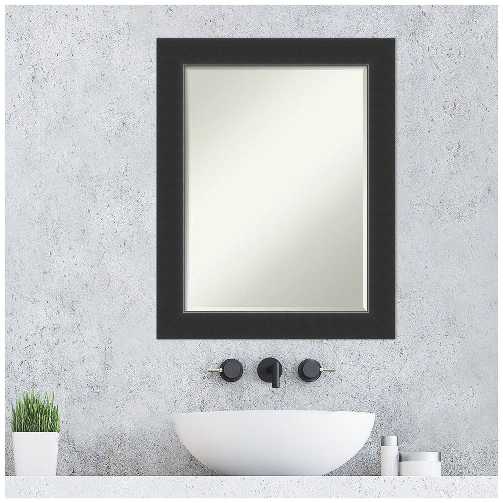 Corvino Black Petite Bevel Wood Bathroom Vanity Mirror