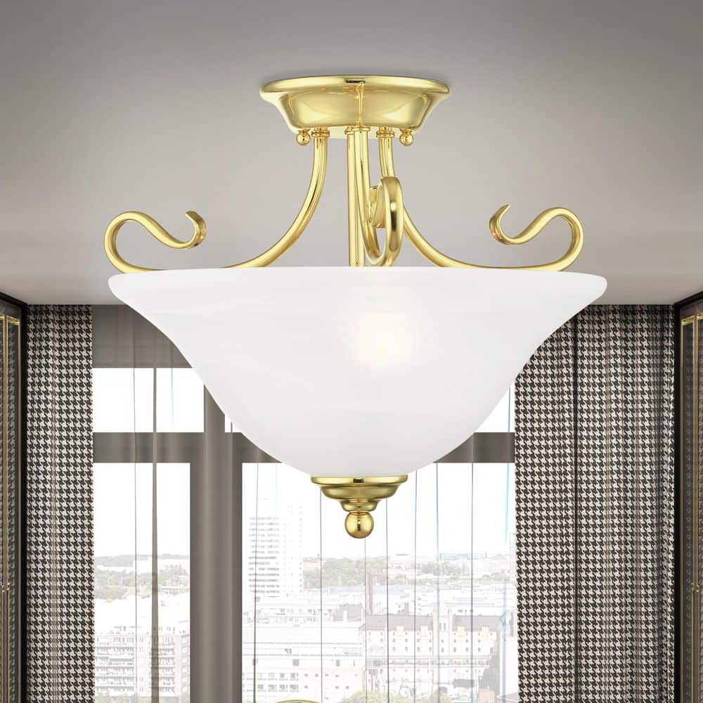 Garrett 2 Light Polished Brass Semi Flush Mount price history on PriceWatchPro